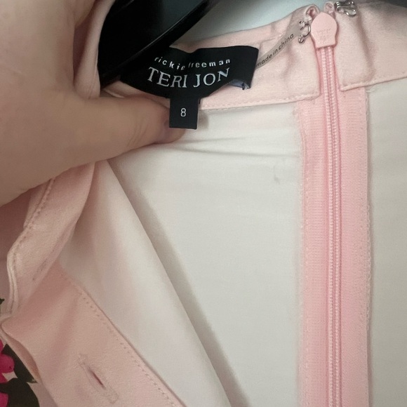 Teri Jon Asymmetrical Red and Pink Sundress - Picture 6 of 8